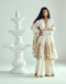 Placed paisley ivory anarkali with sharara and dupatta