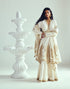 Placed paisley ivory anarkali with sharara and dupatta