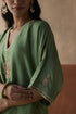 Plain chaand sage green kaftan set