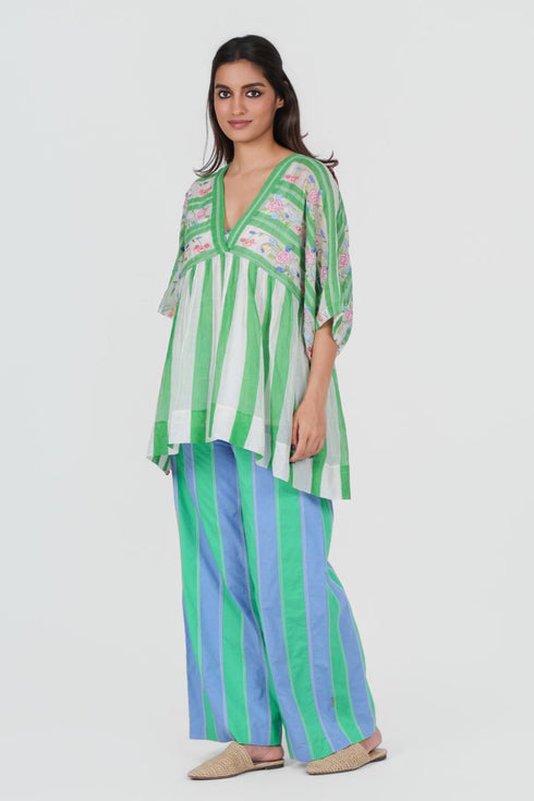 Playpen green and white V neck top