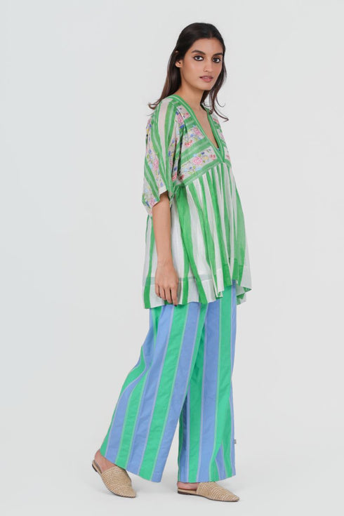 Playpen green and white V neck top