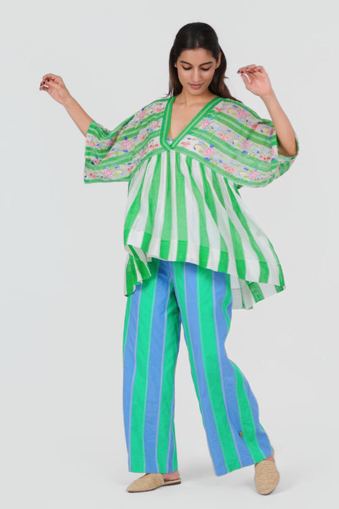 Playpen green and white V neck top