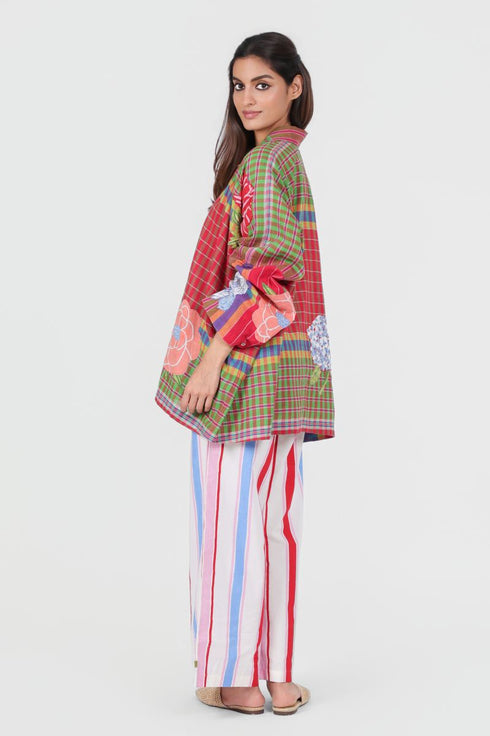 Play Pen multi color checks floral printed shirt