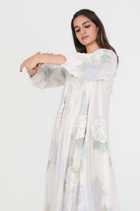 Playpen white 3D embroidered and floral printed dress