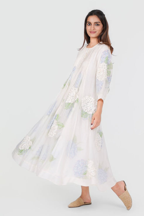 Playpen white 3D embroidered and floral printed dress