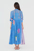 Playpen blue applique and thread embroidered dress
