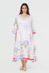 Playpen white floral printed and thread embroidered dress