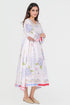 Playpen white floral printed and thread embroidered dress