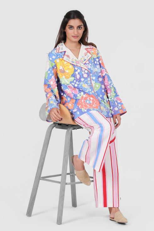 Playpen multi color printed, applique and embroidered coat