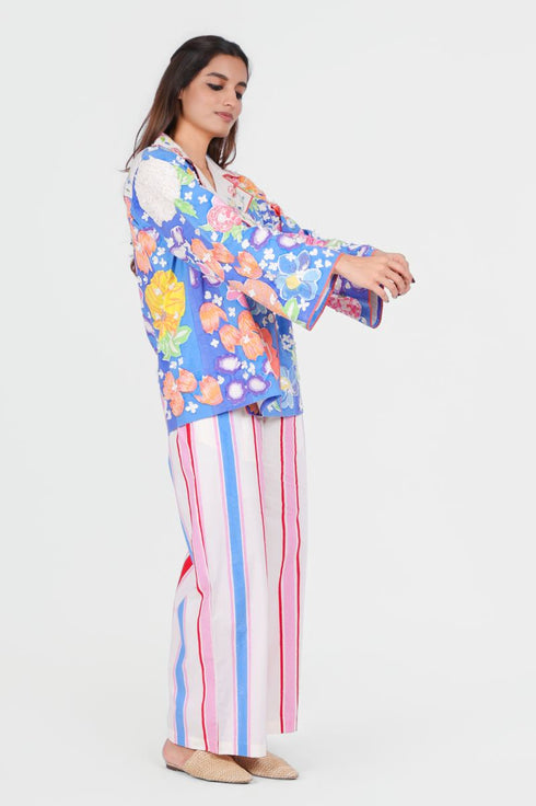 Playpen multi color printed, applique and embroidered coat