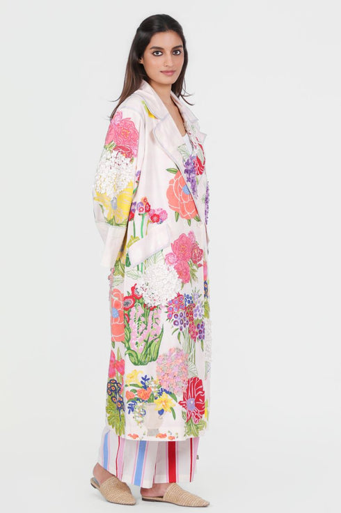 Playpen printed and 3D embroidered long coat