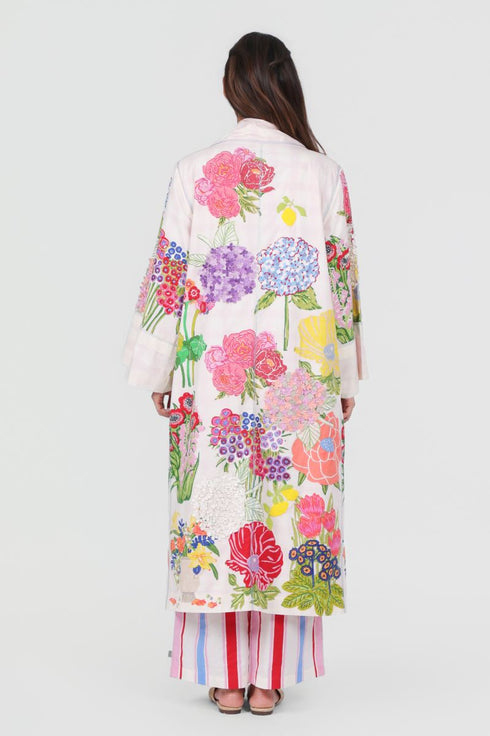 Playpen printed and 3D embroidered long coat
