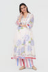 Playpen white printed and thread embroidered V neck kurta