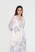 Playpen white printed and thread embroidered V neck kurta