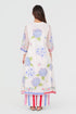 Playpen white printed and thread embroidered V neck kurta