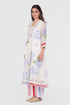 Playpen white printed and thread embroidered V neck kurta