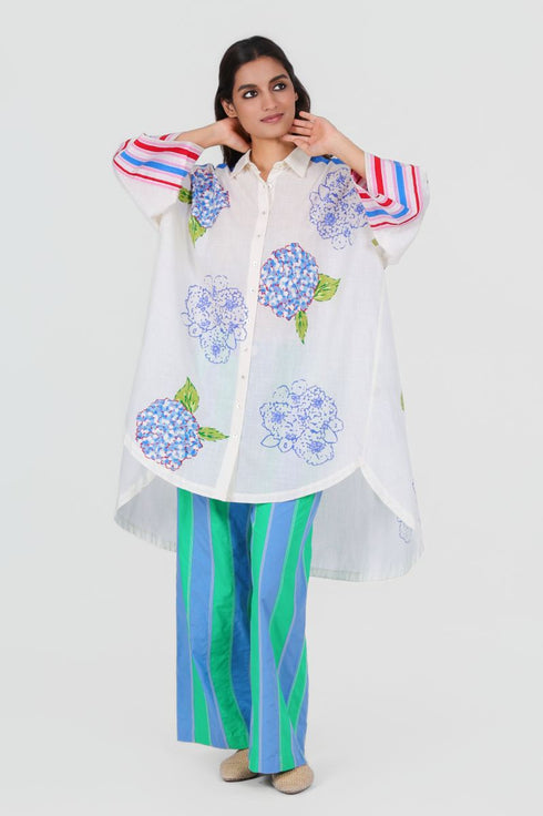 Playpen white high-low printed shirt tunic