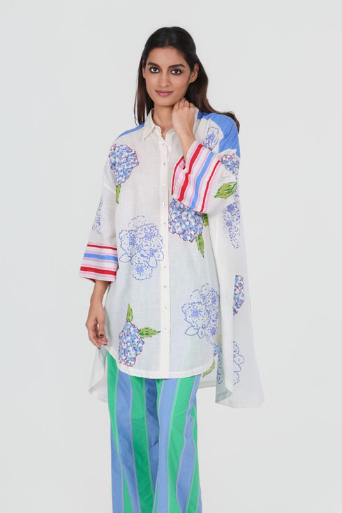 Playpen white high-low printed shirt tunic
