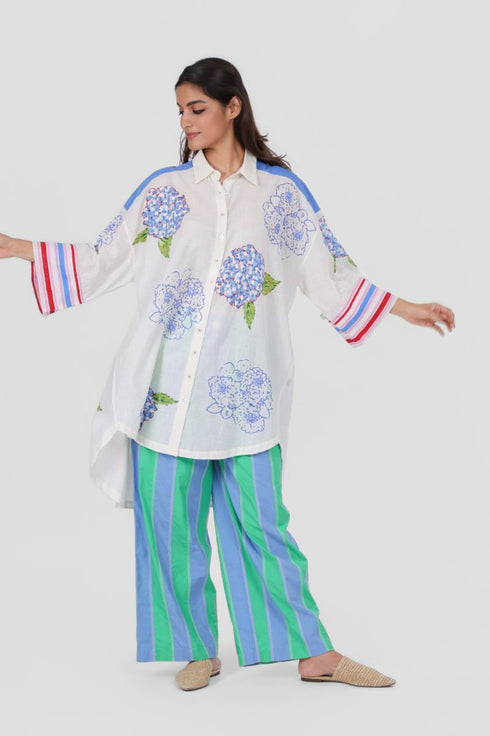 Playpen white high-low printed shirt tunic