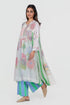 Playpen white printed and thread embroidered with side gathers kurta