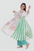 Playpen white printed and thread embroidered with side gathers kurta