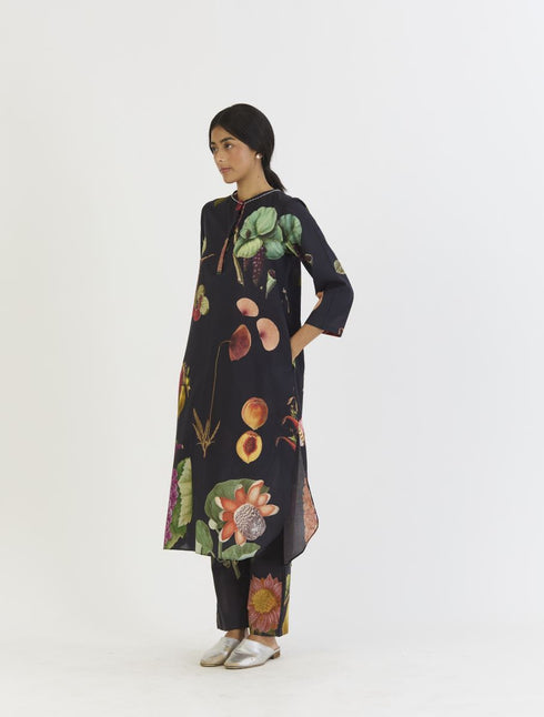 Plum black long kurta set
