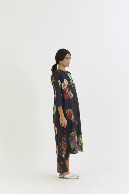 Plum black long kurta set