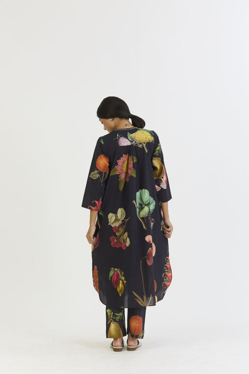 Plum black long kurta set