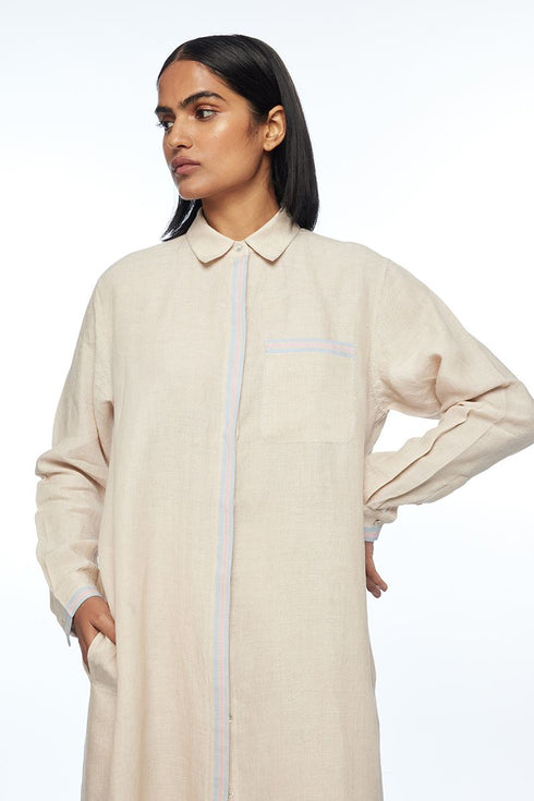Polyantha beige front open tunic