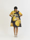 Pomello black and yellow short collared dress