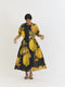 Pomello black and yellow side tie up dress