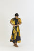 Pomello black and yellow side tie up dress