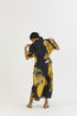 Pomello black and yellow side tie up dress