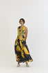 Pomello black and yellow waistcoat and box pleat skirt set