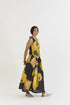 Pomello black and yellow waistcoat and box pleat skirt set