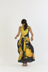 Pomello black and yellow waistcoat and box pleat skirt set