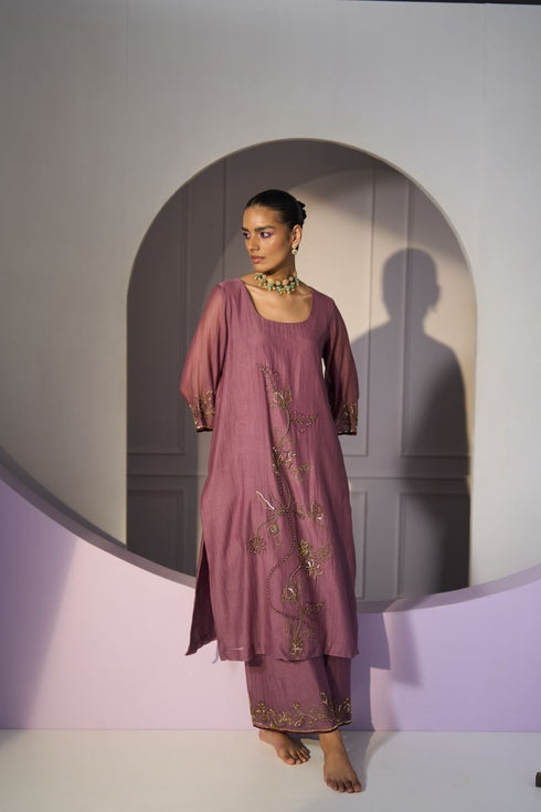 Purple basant kurta with pants