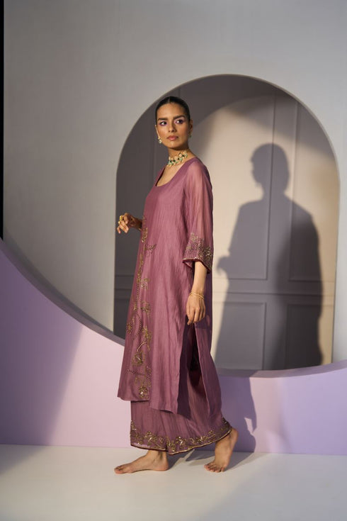 Purple basant kurta with pants