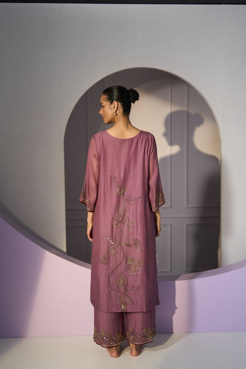 Purple basant kurta with pants