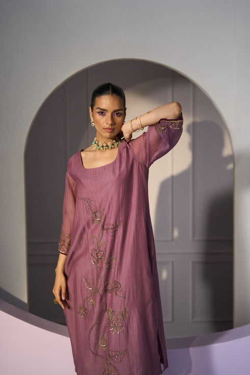 Purple basant kurta with pants
