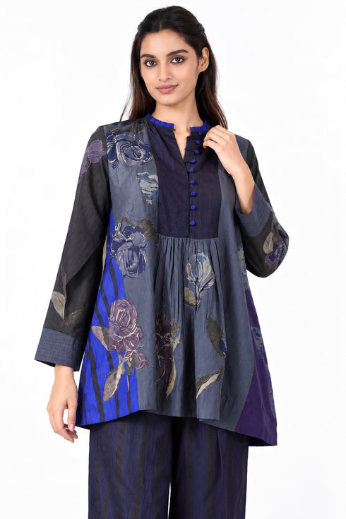 Purple floral printed top