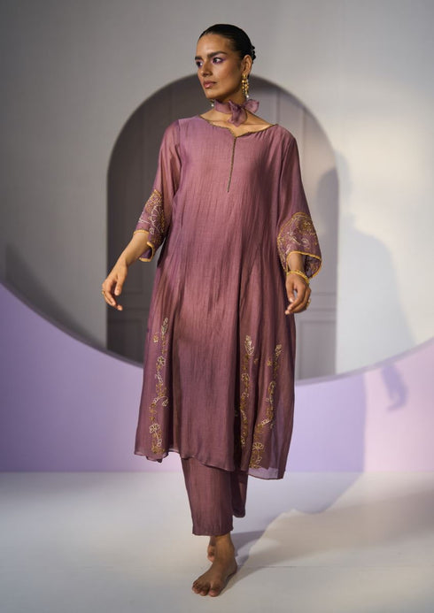 Purple husna kurta with pants