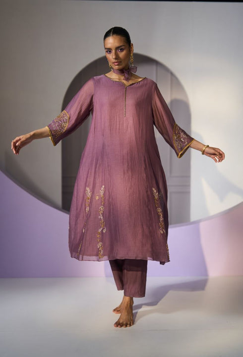 Purple husna kurta with pants