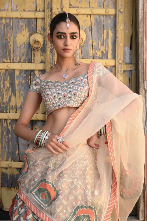 Raas multicolor lehenga set