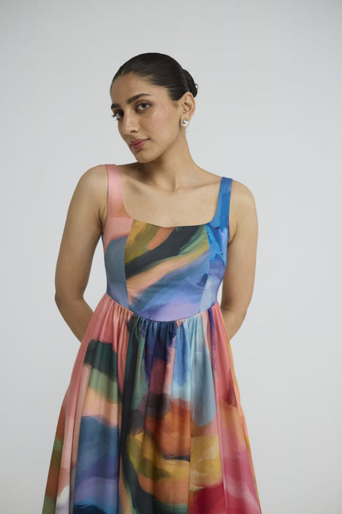 Rainbow garden cherry dress