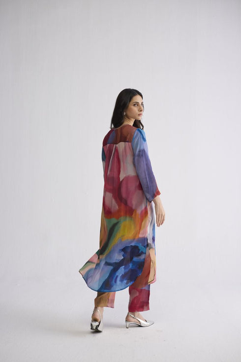 Rainbow garden long kurta set
