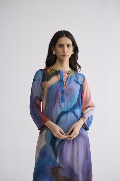 Rainbow garden long kurta set