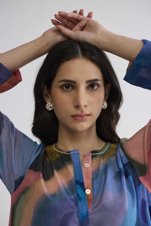Rainbow garden long kurta set