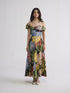 Rain draped off shoulder dress