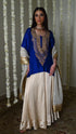 Rangeela blue begum kurta with deep ivory gharara